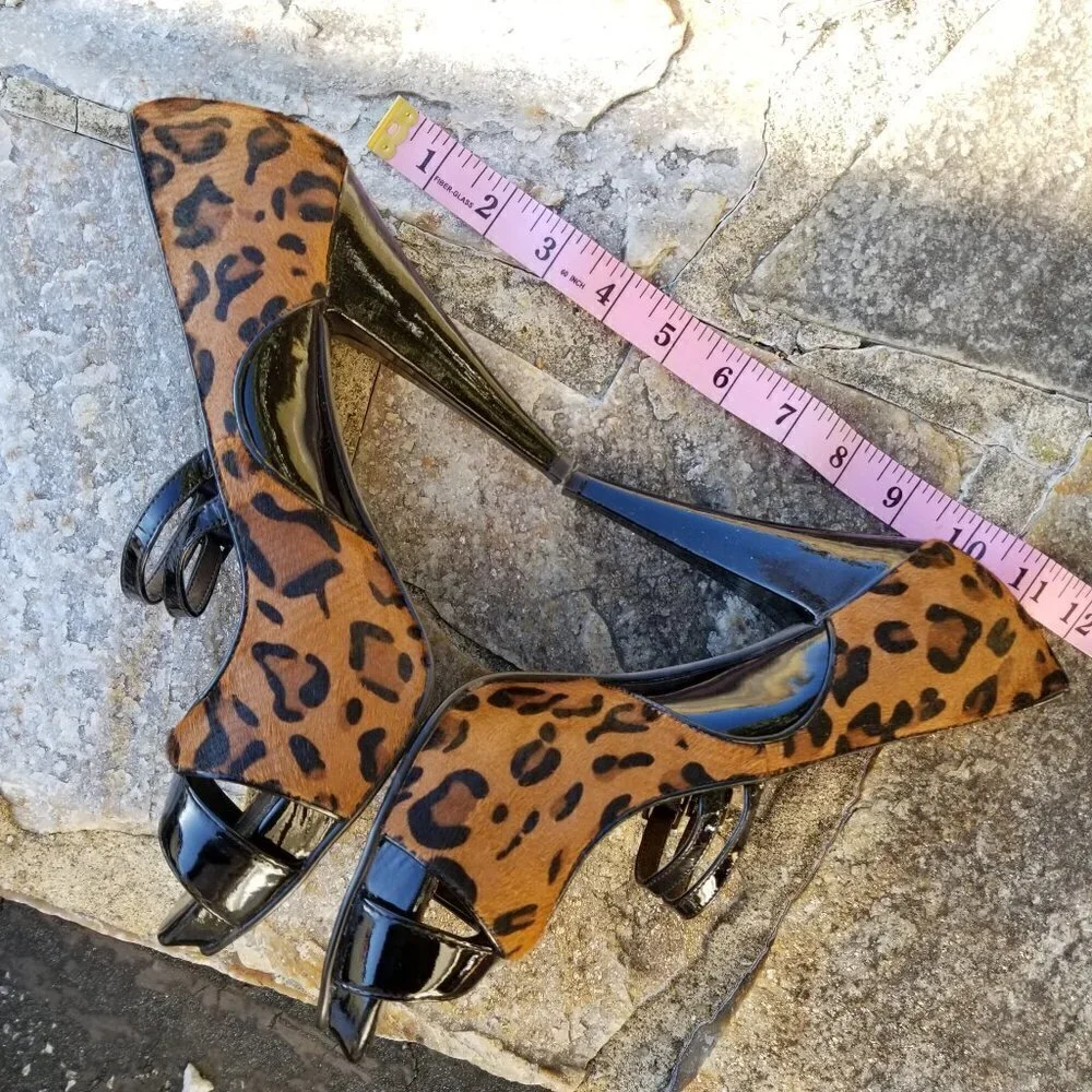 Linea Paolo Jenera Calf Hair Leopard Peep Toe Pump